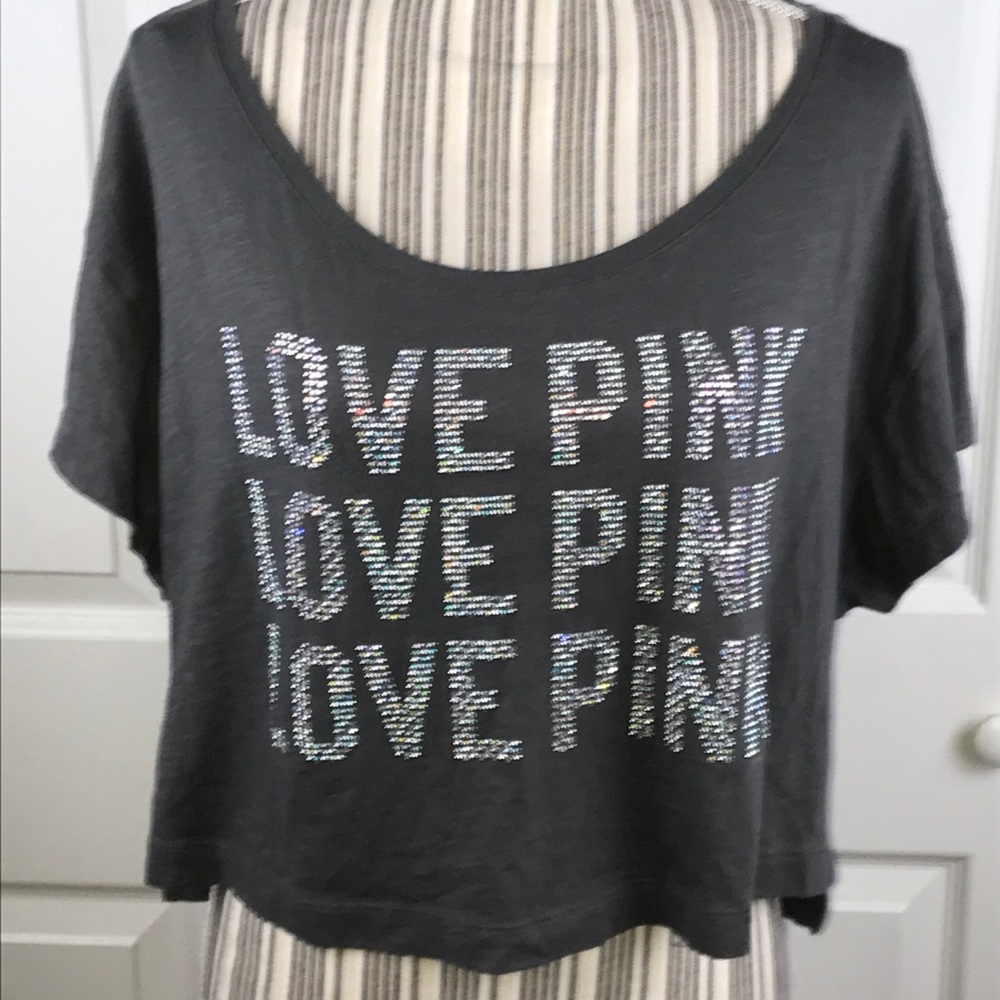 [VS Pink] Rhinestone Cropped Tee